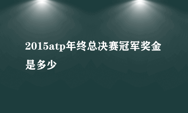 2015atp年终总决赛冠军奖金是多少