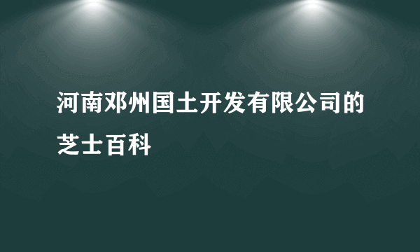 河南邓州国土开发有限公司的芝士百科