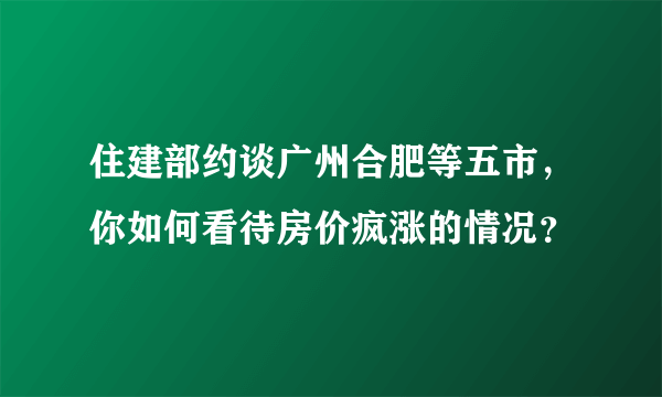 住建部约谈广州合肥等五市，你如何看待房价疯涨的情况？