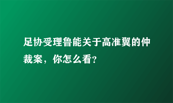 足协受理鲁能关于高准翼的仲裁案，你怎么看？