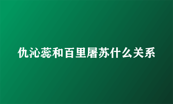 仇沁蕊和百里屠苏什么关系