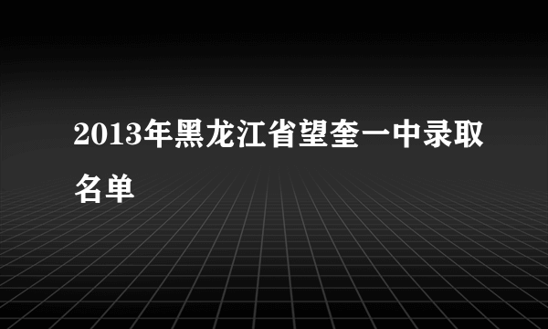 2013年黑龙江省望奎一中录取名单