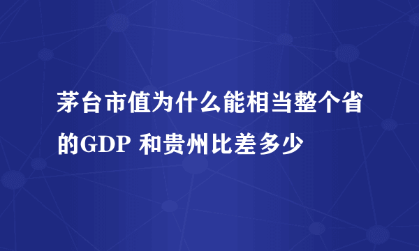 茅台市值为什么能相当整个省的GDP 和贵州比差多少