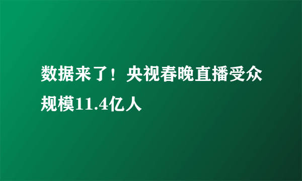 数据来了！央视春晚直播受众规模11.4亿人