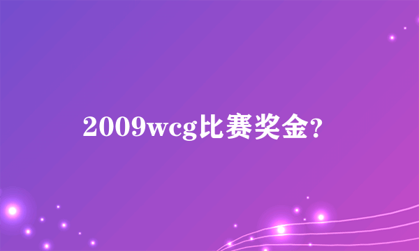 2009wcg比赛奖金？