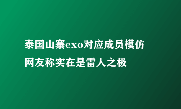 泰国山寨exo对应成员模仿   网友称实在是雷人之极