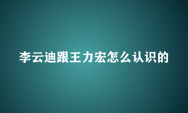 李云迪跟王力宏怎么认识的