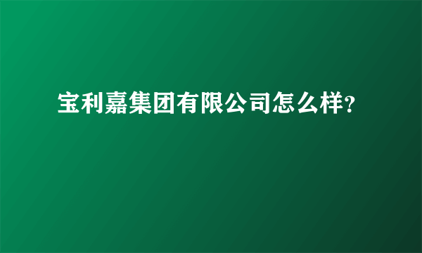 宝利嘉集团有限公司怎么样？