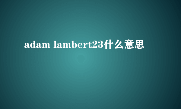 adam lambert23什么意思