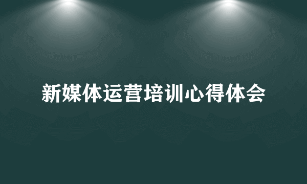 新媒体运营培训心得体会