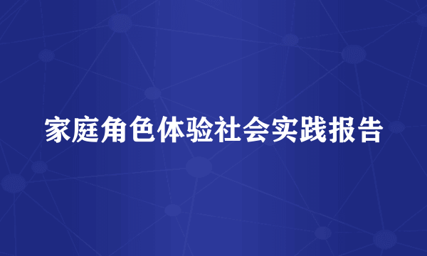 家庭角色体验社会实践报告