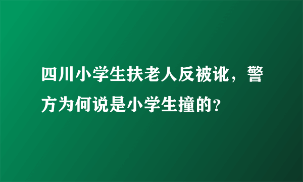 四川小学生扶老人反被讹，警方为何说是小学生撞的？