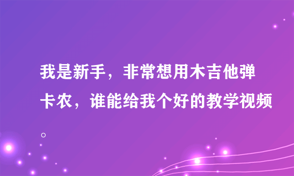 我是新手，非常想用木吉他弹卡农，谁能给我个好的教学视频。