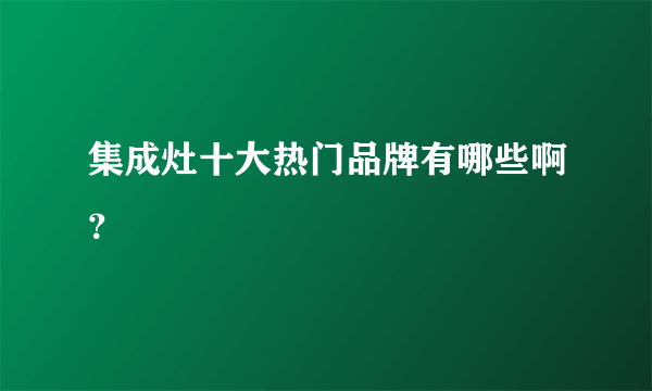 集成灶十大热门品牌有哪些啊？