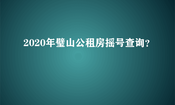 2020年璧山公租房摇号查询？