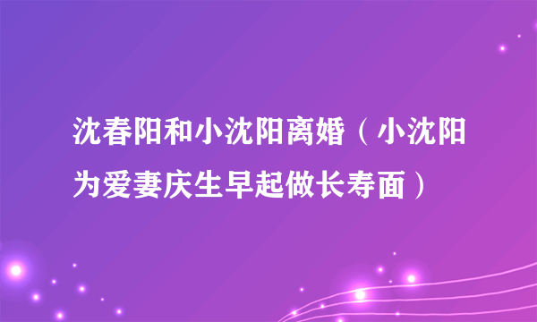 沈春阳和小沈阳离婚（小沈阳为爱妻庆生早起做长寿面）