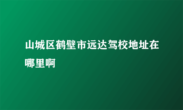 山城区鹤壁市远达驾校地址在哪里啊