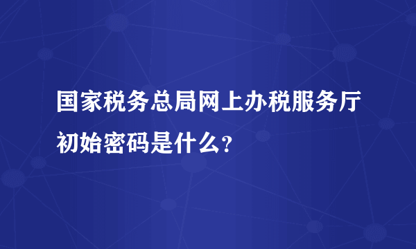 国家税务总局网上办税服务厅初始密码是什么？