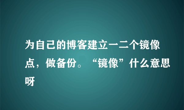 为自己的博客建立一二个镜像点，做备份。“镜像”什么意思呀