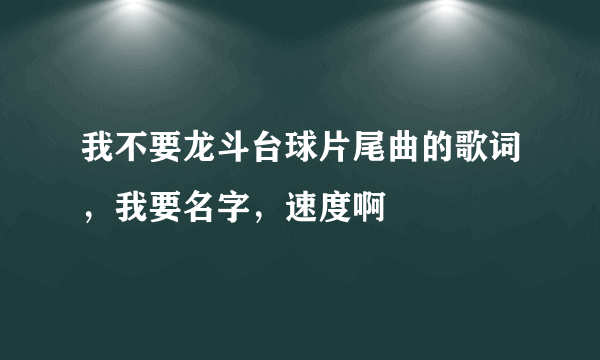 我不要龙斗台球片尾曲的歌词，我要名字，速度啊