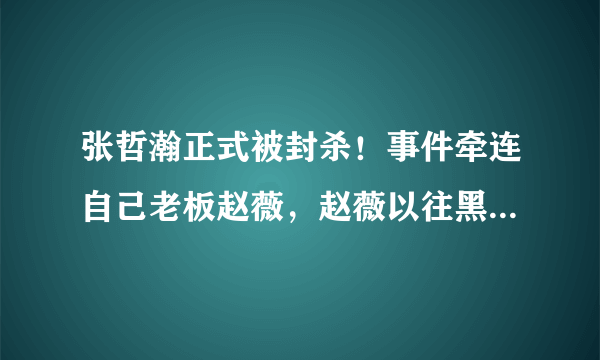 张哲瀚正式被封杀！事件牵连自己老板赵薇，赵薇以往黑料被扒出！