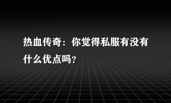 热血传奇：你觉得私服有没有什么优点吗？