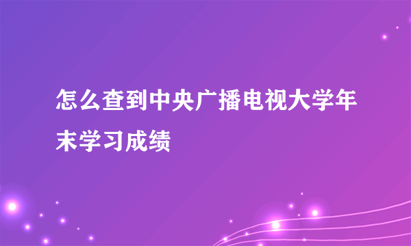 怎么查到中央广播电视大学年末学习成绩