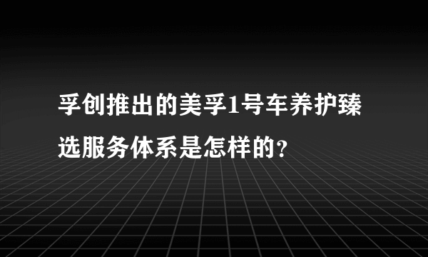 孚创推出的美孚1号车养护臻选服务体系是怎样的？