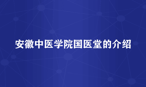 安徽中医学院国医堂的介绍