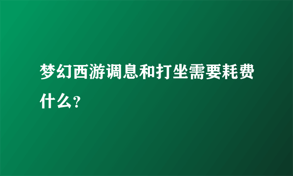 梦幻西游调息和打坐需要耗费什么？