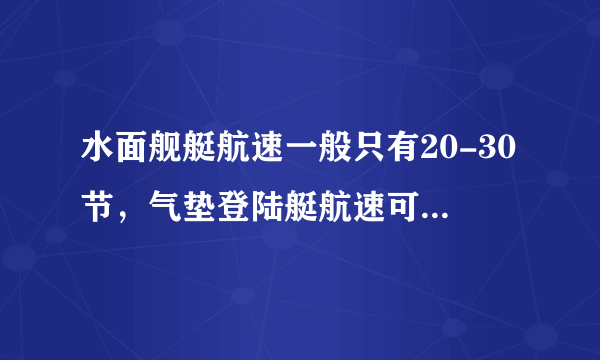 水面舰艇航速一般只有20-30节，气垫登陆艇航速可达50节以上，是什么原因？