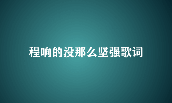 程响的没那么坚强歌词