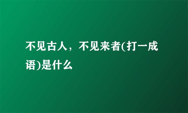 不见古人，不见来者(打一成语)是什么