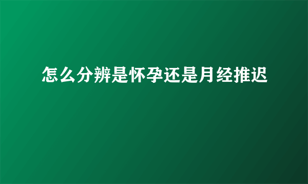 怎么分辨是怀孕还是月经推迟