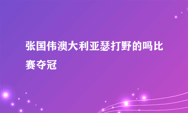 张国伟澳大利亚瑟打野的吗比赛夺冠