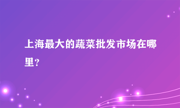 上海最大的蔬菜批发市场在哪里？