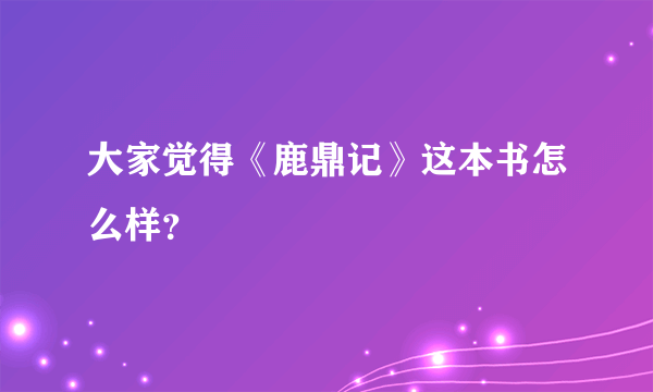 大家觉得《鹿鼎记》这本书怎么样？