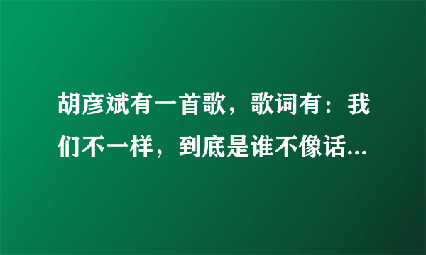 胡彦斌有一首歌，歌词有：我们不一样，到底是谁不像话。。。什么歌啊