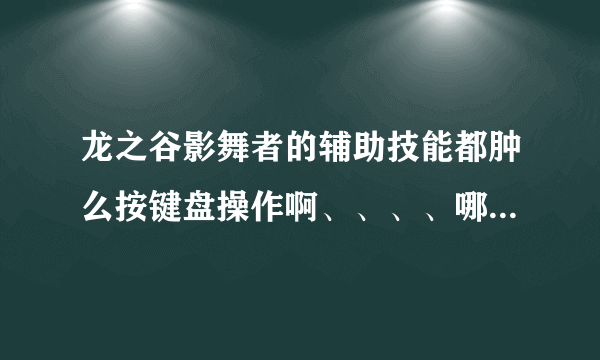 龙之谷影舞者的辅助技能都肿么按键盘操作啊、、、、哪个好心人帮帮我。。。