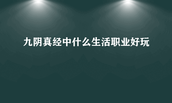 九阴真经中什么生活职业好玩