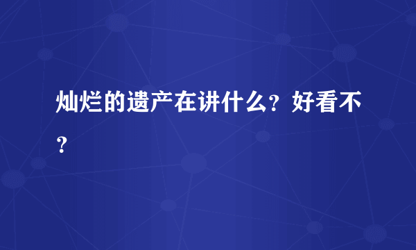 灿烂的遗产在讲什么？好看不？