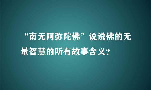 “南无阿弥陀佛”说说佛的无量智慧的所有故事含义？