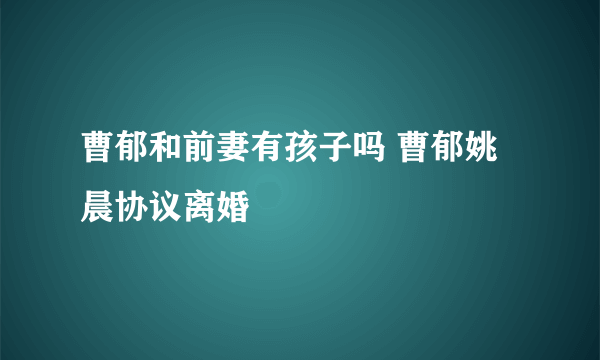 曹郁和前妻有孩子吗 曹郁姚晨协议离婚