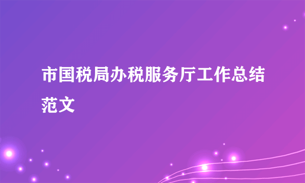 市国税局办税服务厅工作总结范文