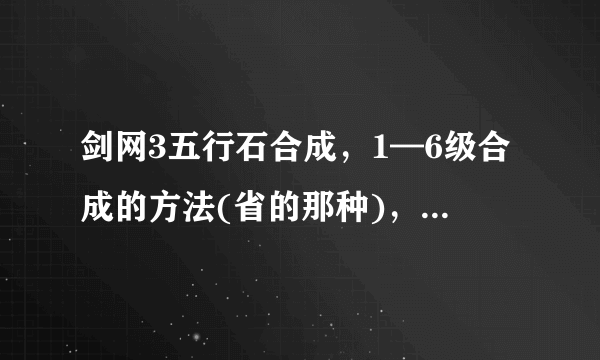 剑网3五行石合成，1—6级合成的方法(省的那种)，特别是6级的，要详细，谢谢!