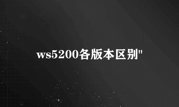 ws5200各版本区别