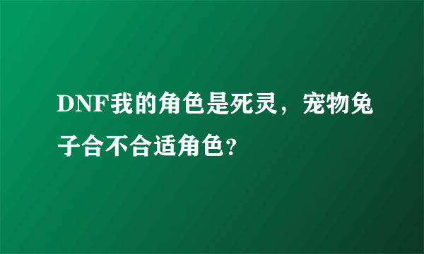 DNF我的角色是死灵，宠物兔子合不合适角色？