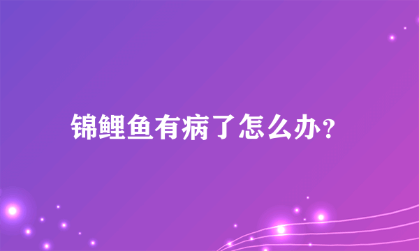 锦鲤鱼有病了怎么办？