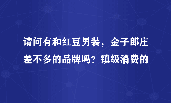 请问有和红豆男装，金子郎庄差不多的品牌吗？镇级消费的