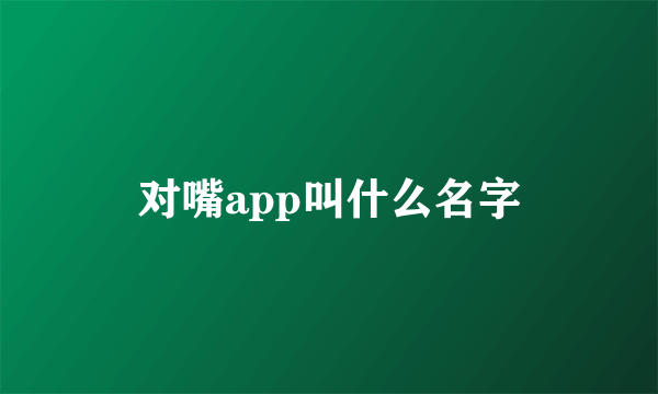 对嘴app叫什么名字